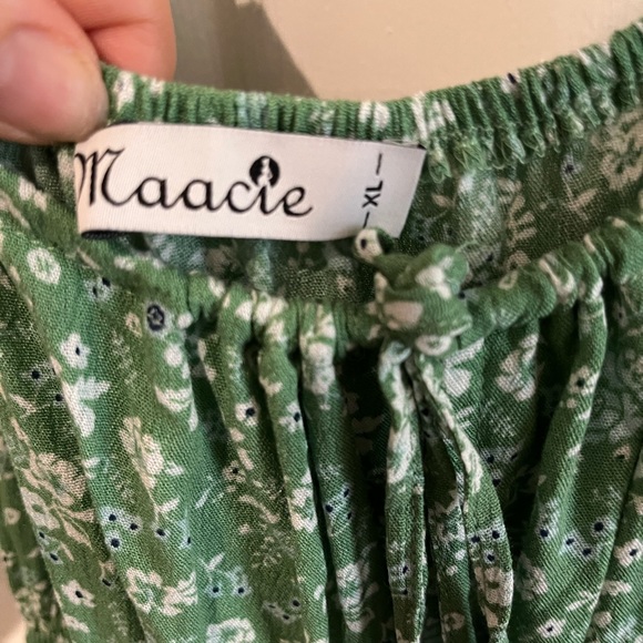 Maacie Maternity Bohemia Floral Dress Spaghetti Strap Tie Front - Picture 2 of 2